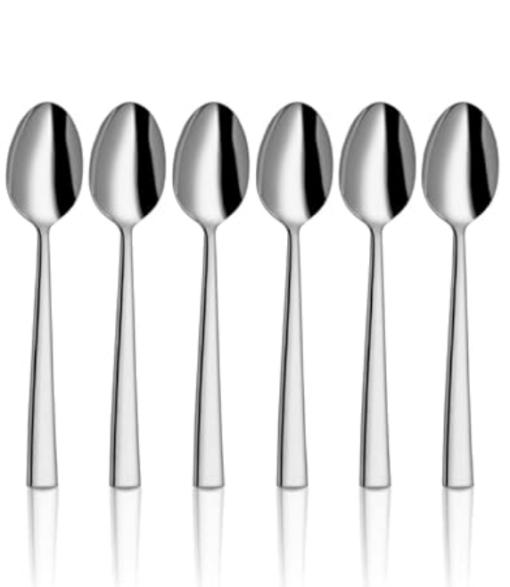 Shri & Sam Stainless Steel Lotus Plain Coffee Spoon,6 Pieces